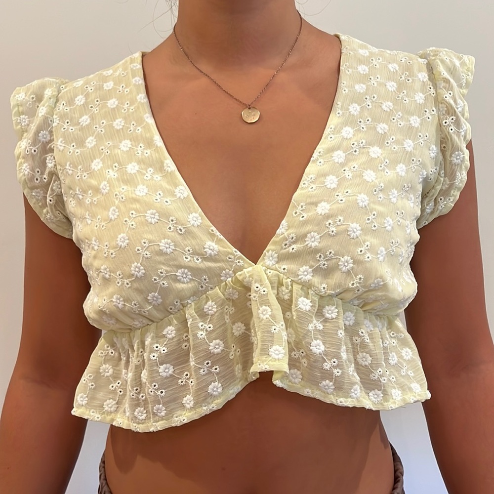 Yellow Floral Mini Blouse